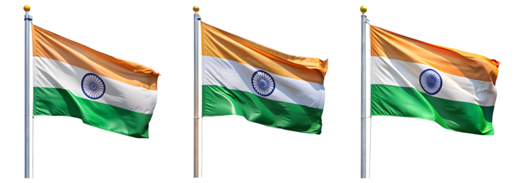 National flag of Indian waving on a flagpole isolated on transparent background - Powered by Adobe
