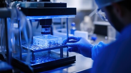 An advanced biotech lab where engineers are developing synthetic organs using 3D bioprinting technology, pushing the boundaries of medical innovation and life-saving treatments.