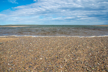 Low tide empty beach landscape, san antonio oeste, rio negro, argentina