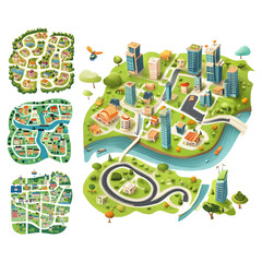 City Map cartoon vector illustration clipart white background