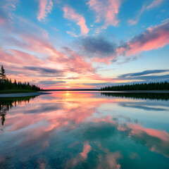 sunset on the lake