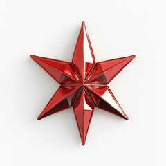 Fototapeta premium Minimalist 3D design of a single star ornament with a shimmering surface, isolated on a white background