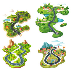 Obraz premium Road Map cartoon vector illustration clipart white background