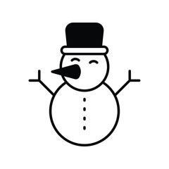 snowman glyph icon with white background vector stock illustration