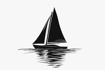 A sleek sailboat gliding over calm waters during the golden hour at sunset