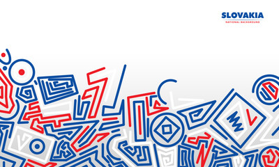 Slovakia national background with abstract irregular lines in red and blue design on white