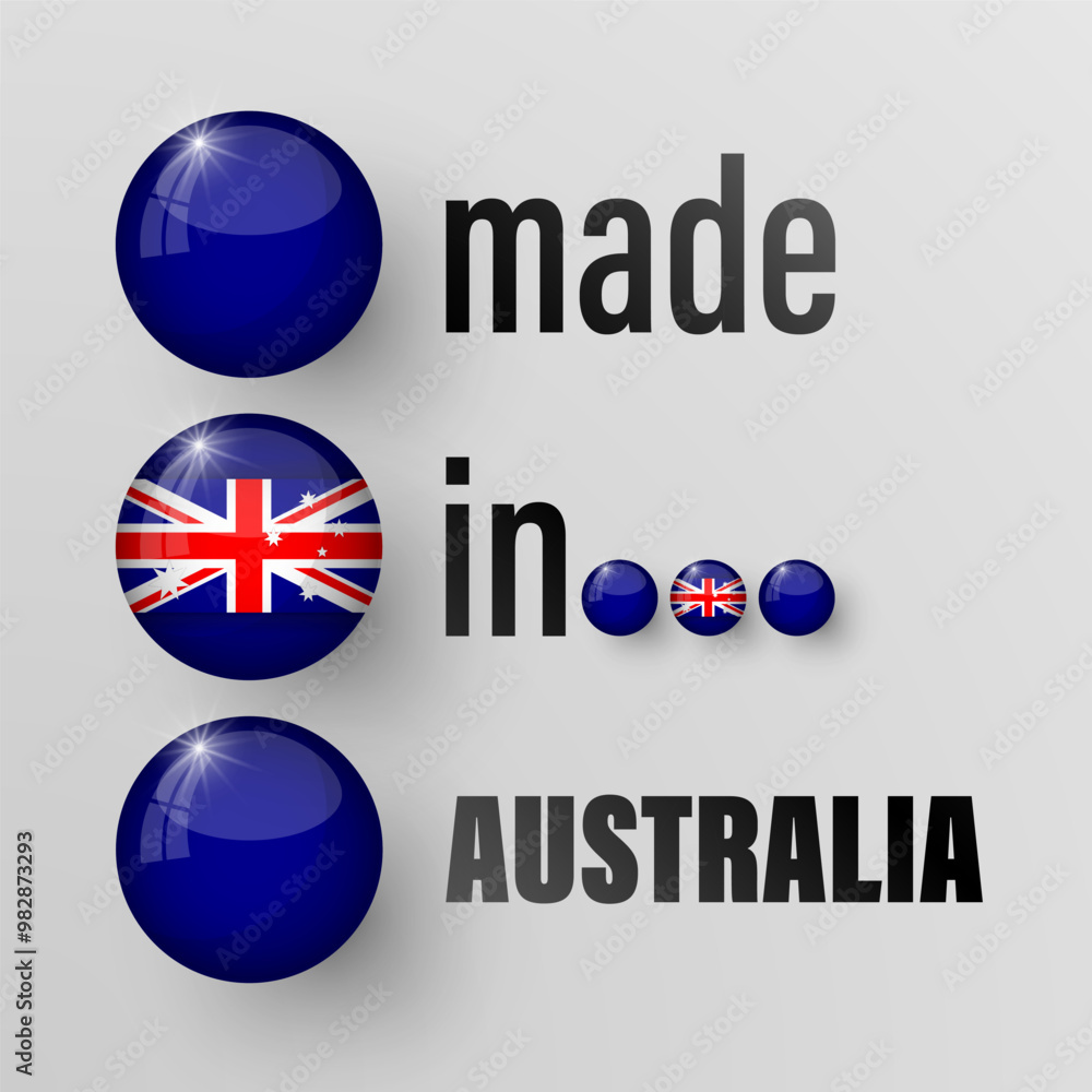 Poster made in australia graphic and label. element of impact for the use you want to make of it.