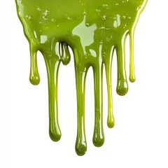 Bright Green Slime Dripping Isolated on White Background – Perfect for Halloween Designs, Horror Projects, Slime-Themed Graphics, and Spooky Party Invitations