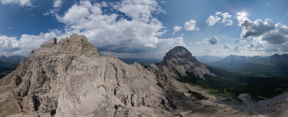 Magnificent Rocky Mountains Under Clear Blue Sky in Alberta, Canada Scenic Vista