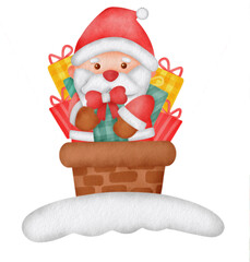 Cute Christmas Illustration: Santa Claus Smiles Cheerfully, Ready for the Winter Season