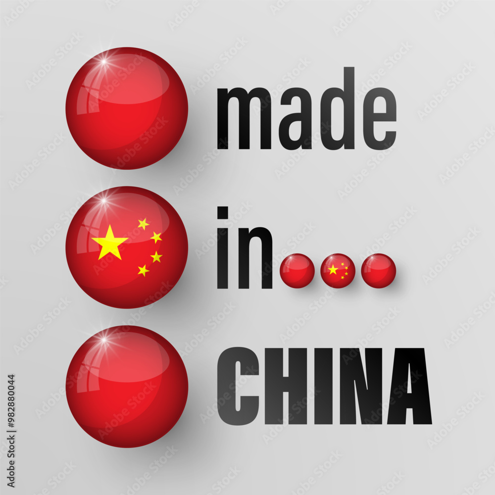 Poster made in china graphic and label. element of impact for the use you want to make of it.