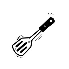 Hand Drawn Slotted Spoon Illustration. Doodle Vector. Isolated on White Background - EPS 10 Vector