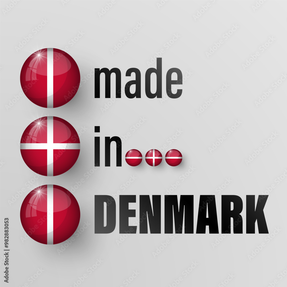 Poster made in denmark graphic and label. element of impact for the use you want to make of it.