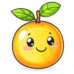 Obraz premium Cute cartoon orange with big, expressive eyes and a cheerful smile, perfect for kids' educational materials, promotional food products, or cheerful graphic designs,