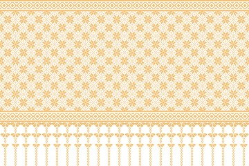 Geometric ethnic ikat pattern seamless oriental traditional floral gold white background wallpaper carpet clothing wrapping vector illustration texture fabric print Illustrat3