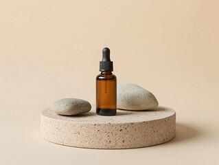 Blank Cosmetic Syrum Dropper Bottle Mockup Isolated on a minimal Podium