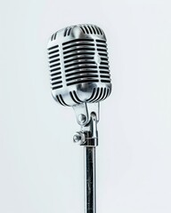 Fototapeta premium Vintage metal microphone on white background, cut-out, PNG, clipping path