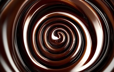 Chocolate Swirl Hypnotic Elegance on Dark Background - Graphic Design Art