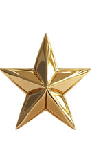 Shiny gold star isolated on a white background, perfect for decoration, awards, or festive designs, symbolizing achievement and excellence.
