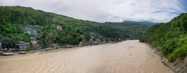 Panoramic view of River Tista from Tista bridge, Kalimpong