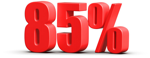 85 Percent Off Sale . Red Number Discount 3D Render