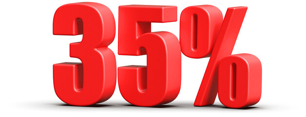 35 Percent Off Sale . Red Number Discount 3D Render