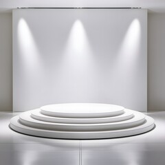 Obraz premium White podium and white background for product presentation. AI Generated