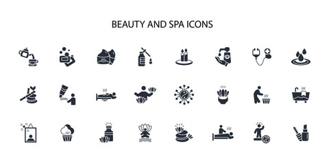 beauty and spa icon set.vector.Editable stroke.linear style sign for use web design,logo.Symbol illustration.