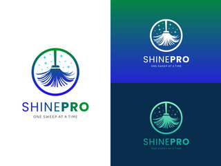 Shine Pro logo design. Ideal for cleaning products advertising or household cleaning services.  EPS Layered Vector File