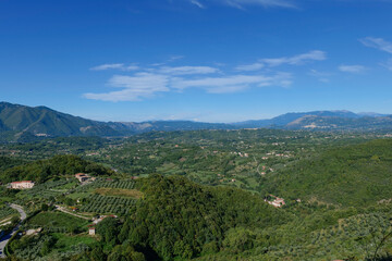 View of the landscape around Picininisco, a village in Lazio in Italy.