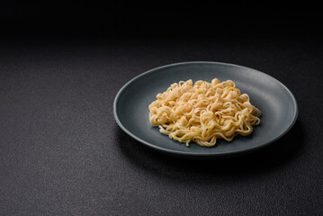 Rice noodles with fish and sauce, salt and spices