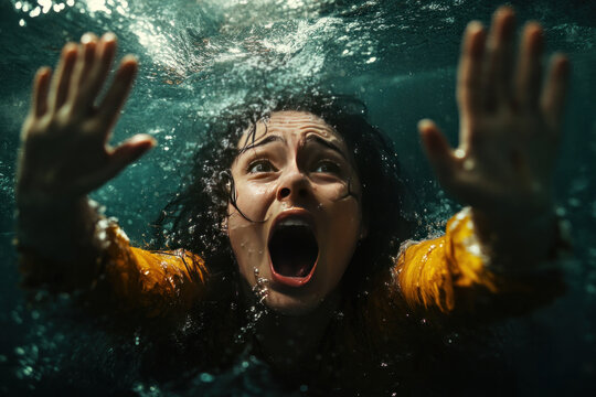 A person hyperventilating in a confined space, their face contorted with fear and panic as they struggle to breathe