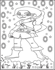 Aries Girl Illustration Coloring Page For Kids.