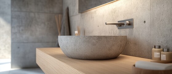 Modern Minimalist Bathroom Sink with Natural Elements