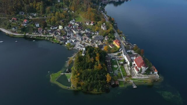 view of famous Traunkirchen chapel