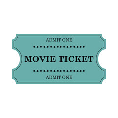 Vintage blue movie ticket template . Admit one retro cinema ticket. Ticket admission entry event design	