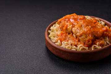 Rice noodles with fish and sauce, salt and spices