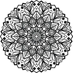 Simple mandala design silhouette vector style with white background