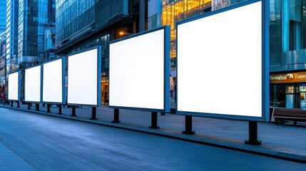 Obraz premium Blank Billboards in Urban Setting at Night