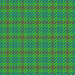 Crossed pattern texture tartan, surface seamless fabric textile. Uk vector plaid check background in teal and green colors.