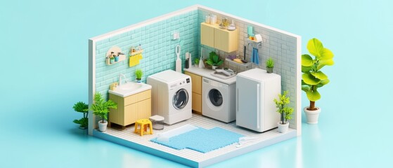 Modern Laundry Room in Bright Aesthetic Design