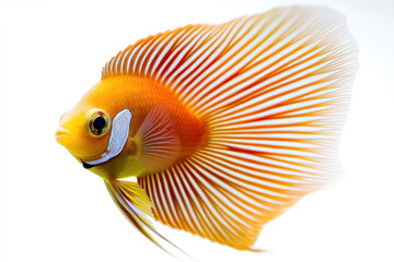 Fototapeta premium Orange and White Angelfish with Striped Fins