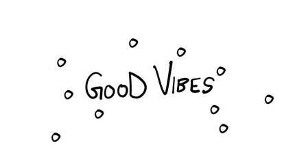 good vibes with bubbles text animation on white background video