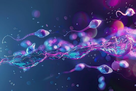 Biological process of spermatogenesis, sperm formation in male reproductive system -