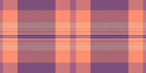 Close up seamless fabric texture, satin pattern textile vector. Trendy background tartan check plaid in violet and red colors.