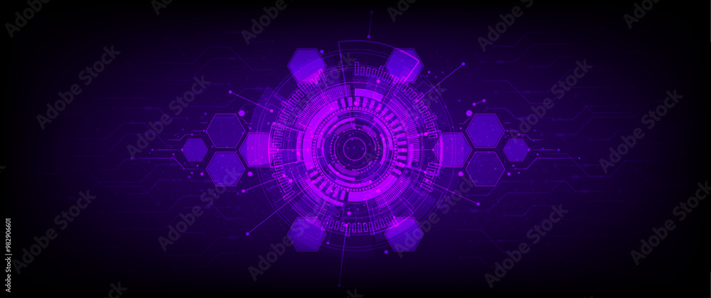 Aufkleber Technology connection digital data and big data concept. Blue Future Background. Abstract technological background with various technological elements. Structure pattern technology backdrop. Vector	