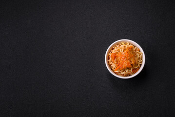 Rice noodles with fish and sauce, salt and spices