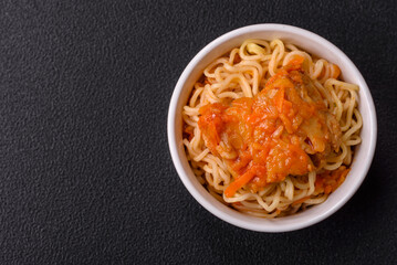 Rice noodles with fish and sauce, salt and spices