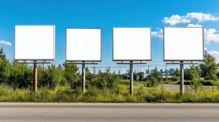 Empty Billboards in Urban Landscape with Clear Sky