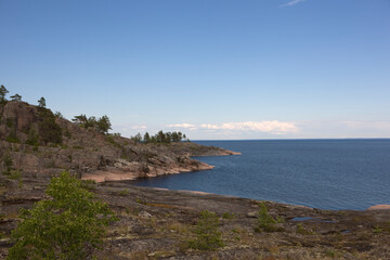 Fototapeta premium Russia Karelia Lake Ladoga on a sunny summer day